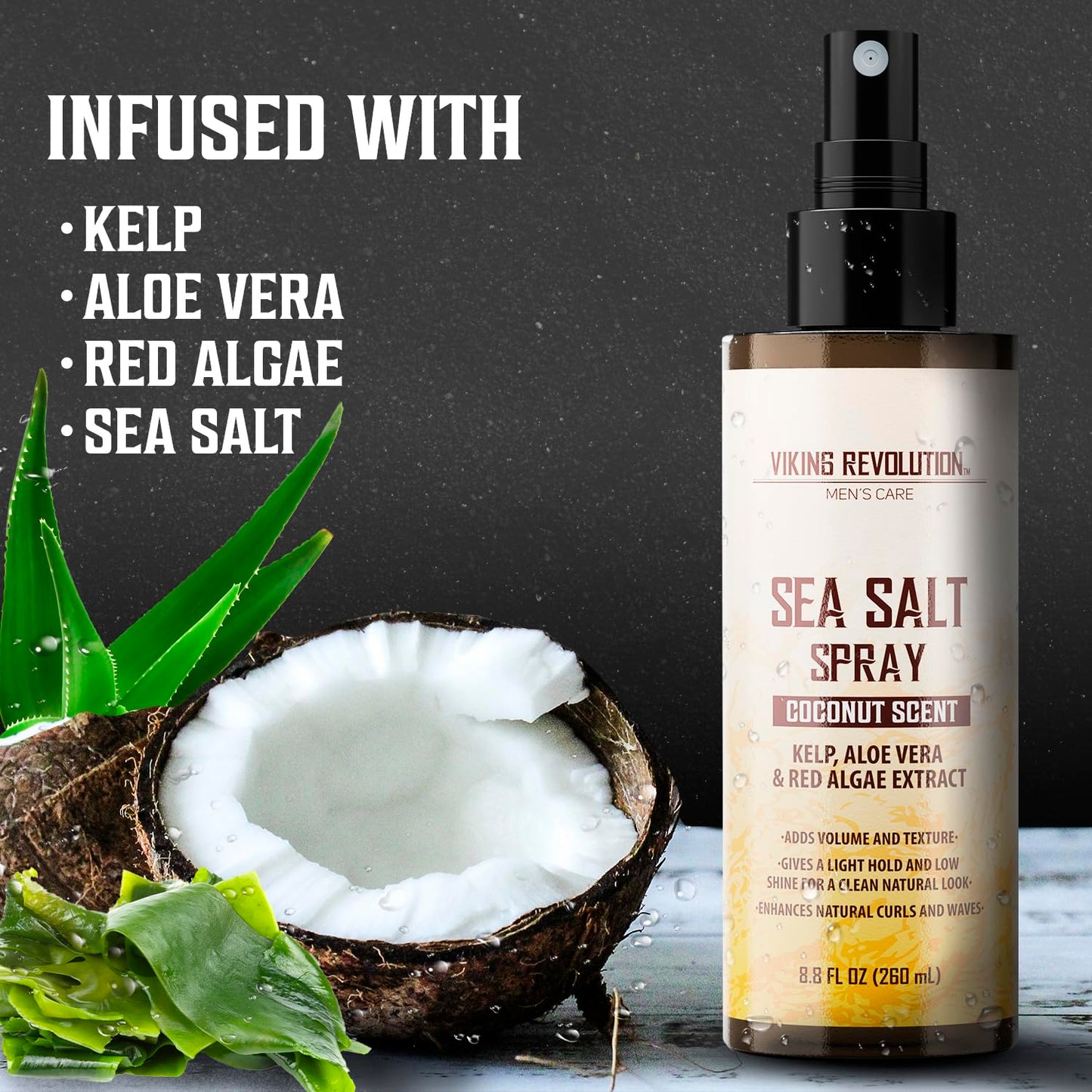 Viking Revolution Men's Texturizing Sea Salt Spray for Men - Lifts and Texturized Hair - Instant Thickness, Volume, Texture and Light Hold (6oz) Beauty and Personal Care Viking Revolution