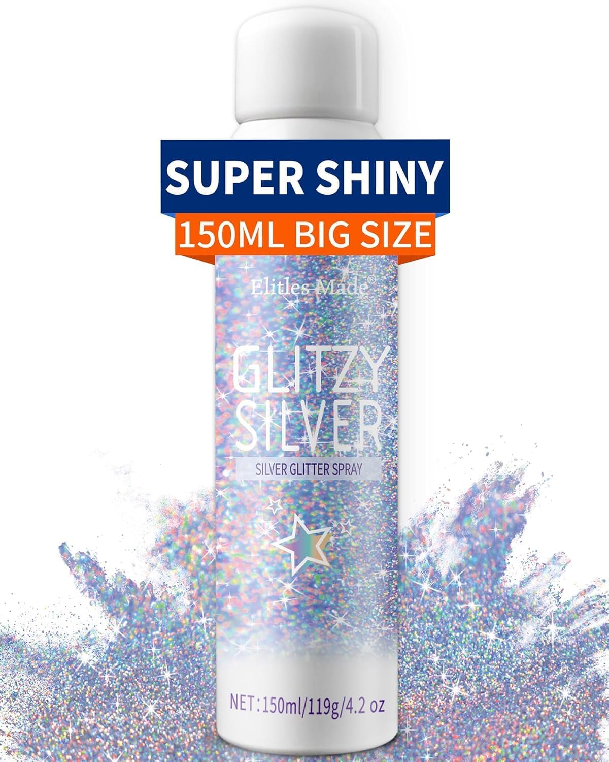 Elitles Made Hair Glitter, 2PCS Body Glitter Spray Glitter Hairspray for Kids Women, Long-Lasting Quick-Drying Holographic Glitter Spray for Hair