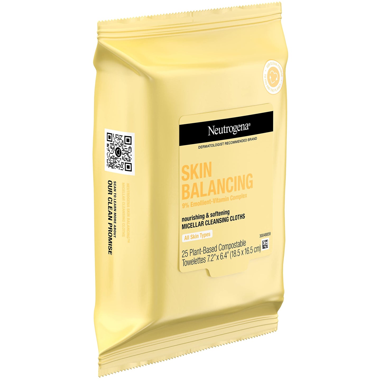 Neutrogena Skin Balancing Micellar Cleansing Cloths Makeup Remover Nourishing Wipes with 100% Plant-Based Fibers, Vitamin E & Pro-Vitamin B5