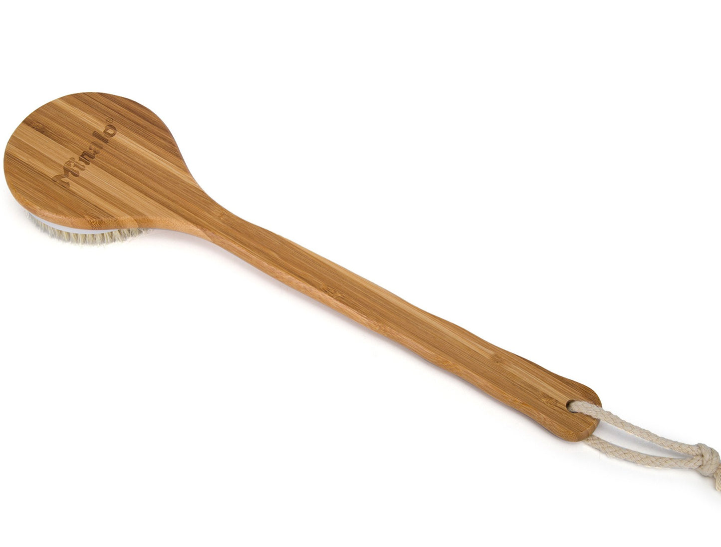 Minalo Best Bath Dry Body Brush -Natural Boar Bristles Shower Back Scrubber With Long Handle for Cellulite, Exfoliation, Detox Beauty and Personal Care Minalo