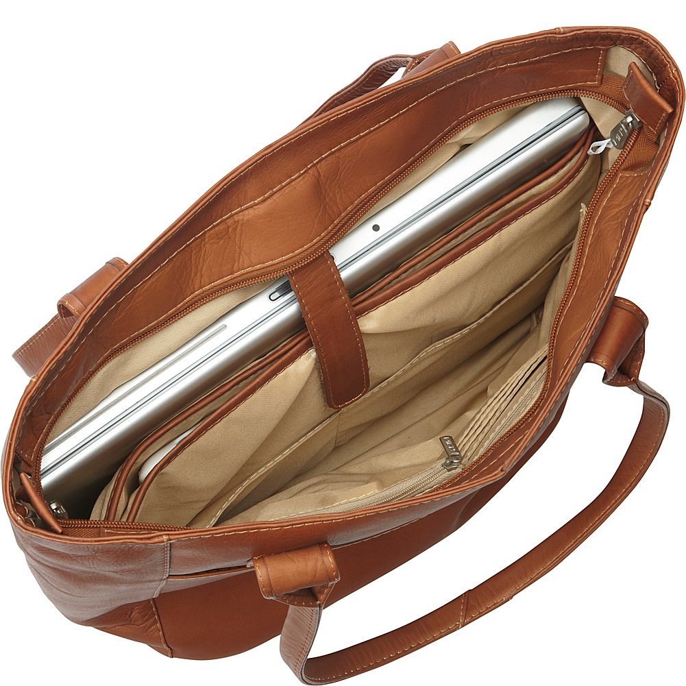 Piel Leather XL Laptop Tote Bag, Saddle, One Size