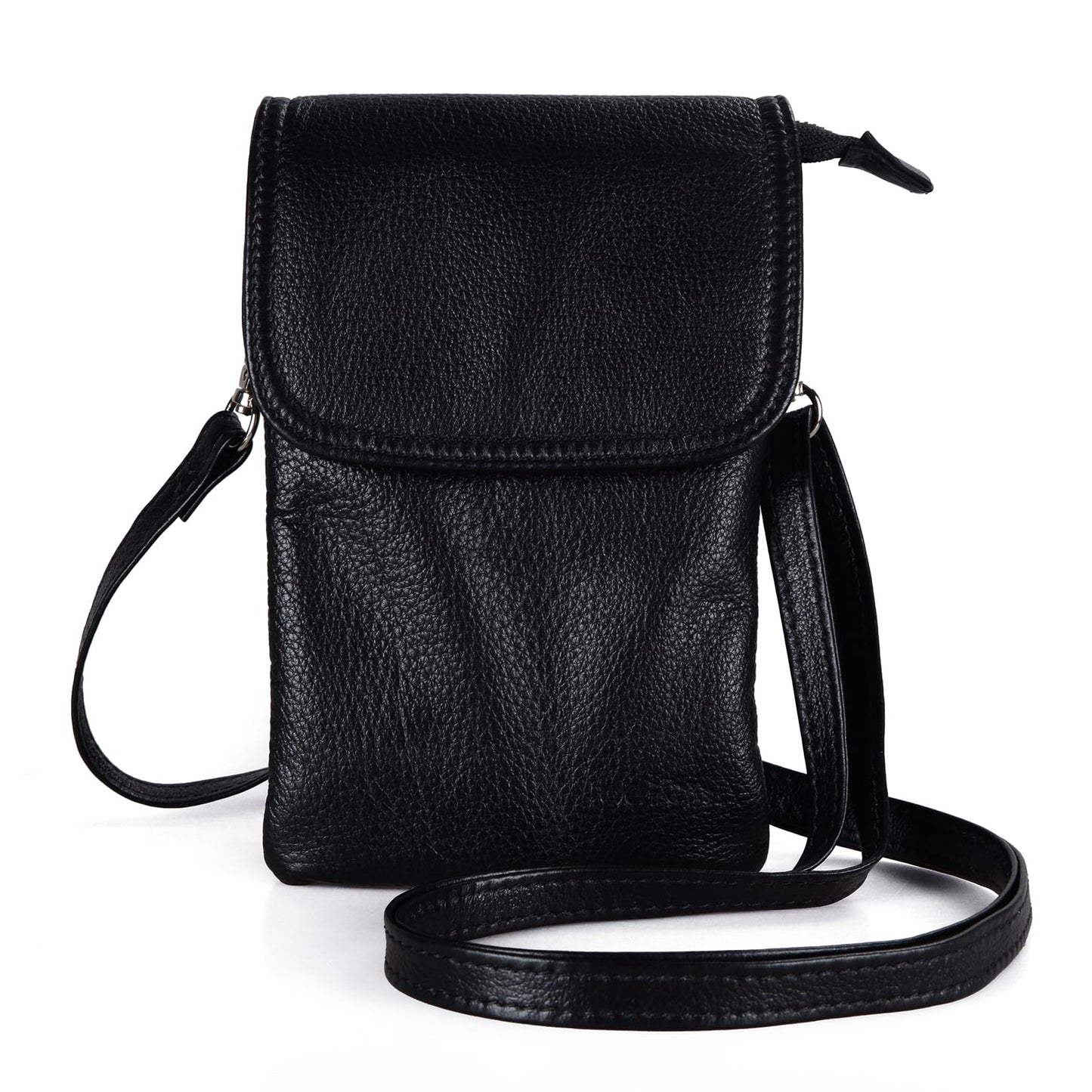 befen Black Genuine Leather Small Crossbody Bags for Women