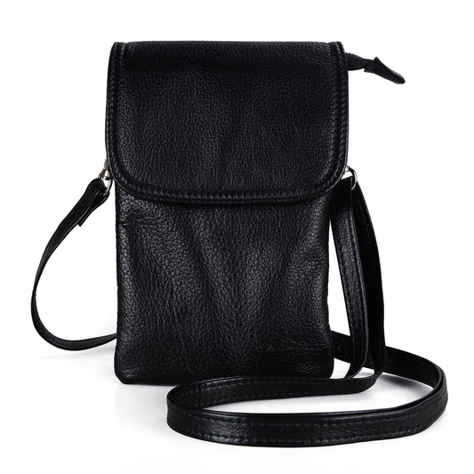 befen Black Genuine Leather Small Crossbody Bags for Women