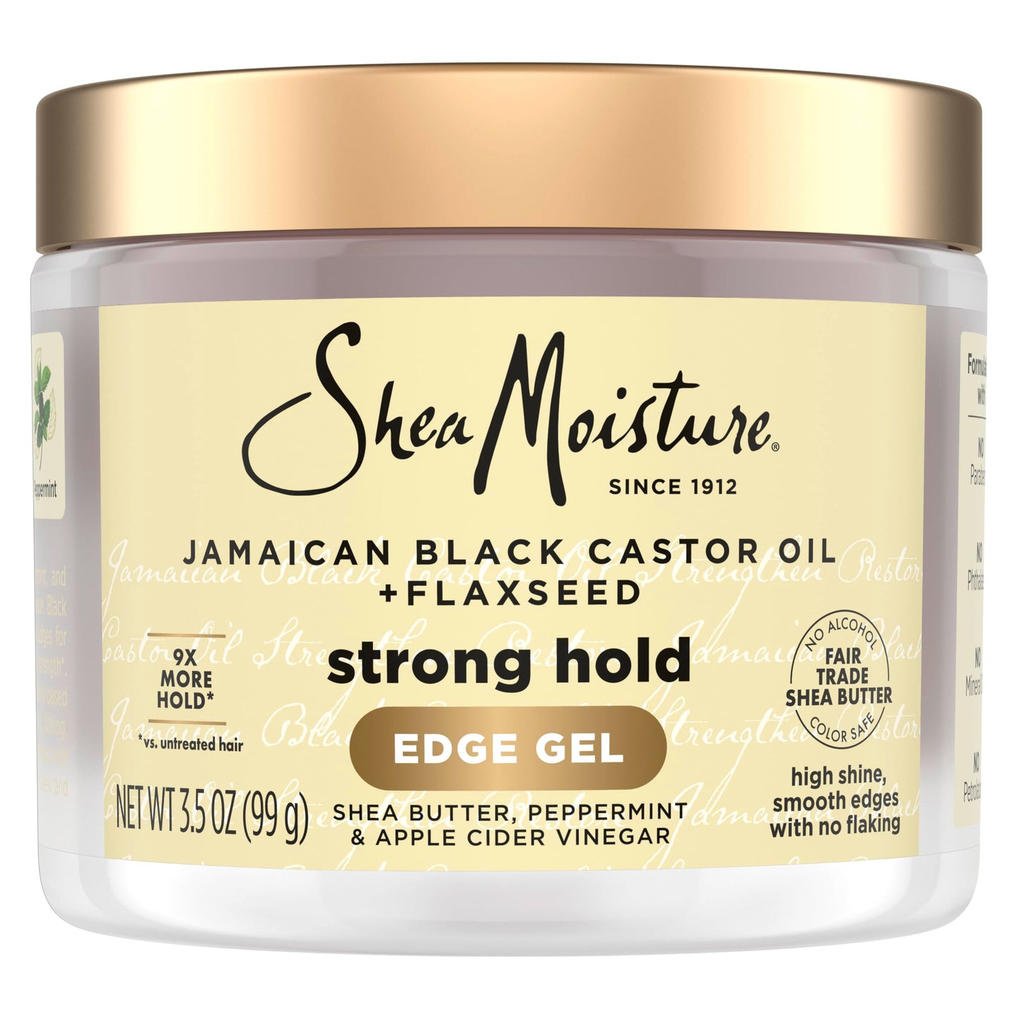 SheaMoisture Edge Control Strong Hold Gel+Flaxseed Jamaican Black Castor Oil Keeps Edges in Place,No Flakes,Infused With Hydrolyzed Corn