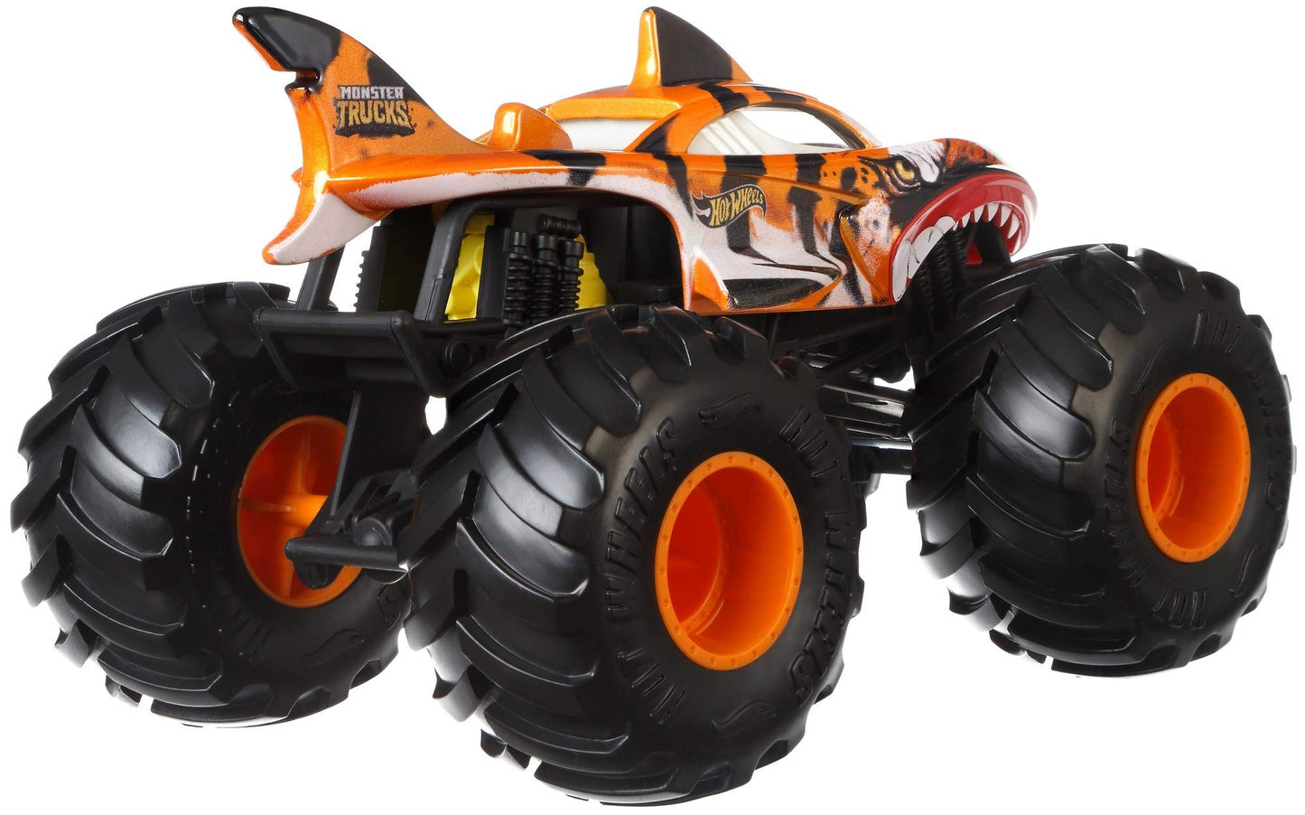 Hot Wheels Monster Trucks Tiger Shark die-cast 1:24 scale vehicle with Giant Wheels for kids age 3 to 8 years old great gift toy trucks large scales