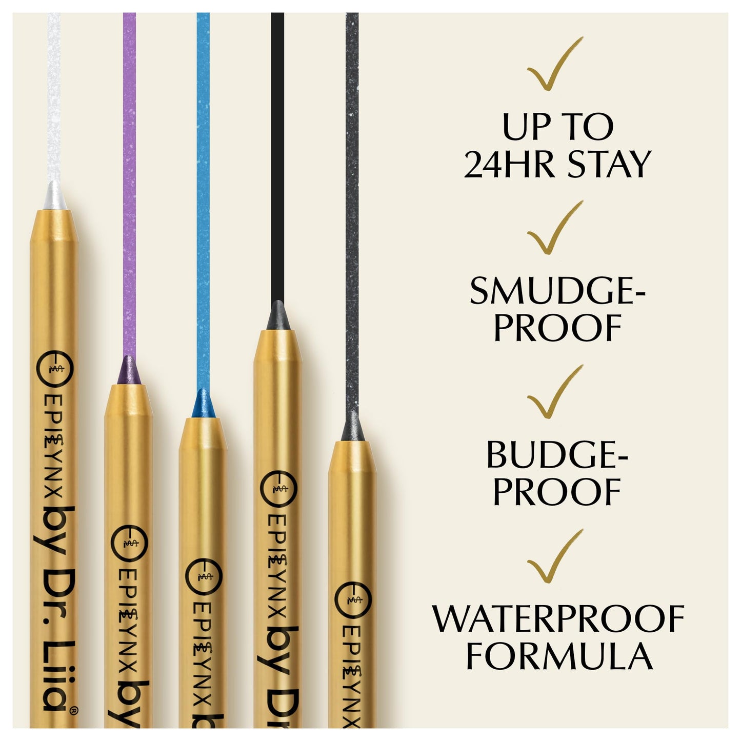 EPILYNX Eyeliner Pencil - Long Lasting Smudge Proof & Waterproof Eyeliner Pencil - Eye Liner Pencils - Hypoallergenic, Vegan, Gluten-Free Eye Pencil