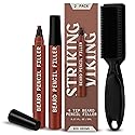 Striking Viking Beard Pencil Filler for Men - Red Brown, 2 Pack - Temporary Beard Dye - Waterproof Sweatproof Long Wear Beard Filler Pen for Touchups