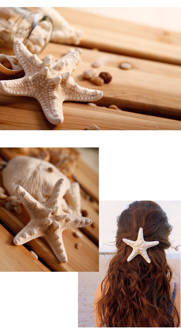 Aluinn Starfish Hair Clip Boho Barrettes Lovely Mermaid Beach Hair Hairpin Jewelry for Women Set of2
