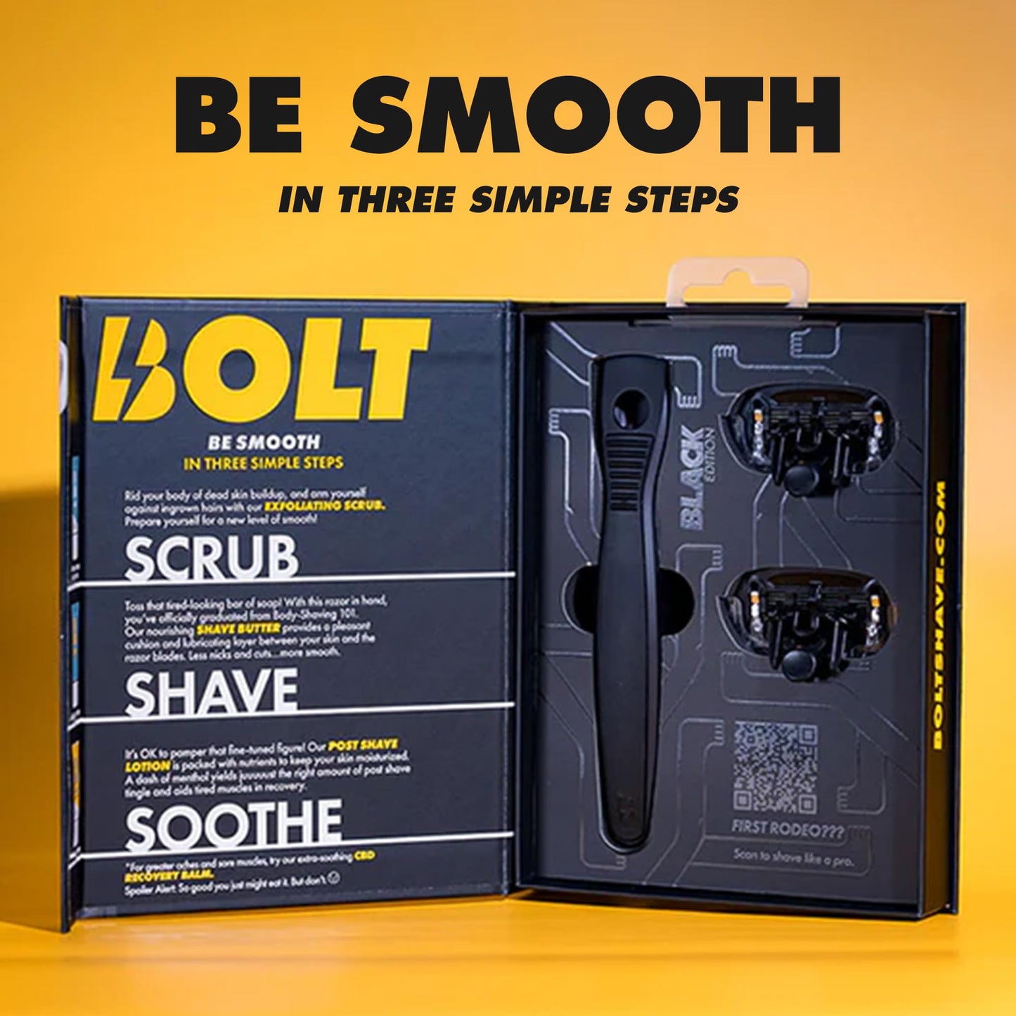 BOLT Skin + Shave - Cartridge Refill Black Edition - 5-Blade Swedish Steel - Aloe & Vit E - Flex Head - Smooth Shave - 3 Refill Cartridges Beauty and Personal Care BOLT SKIN + SHAVE