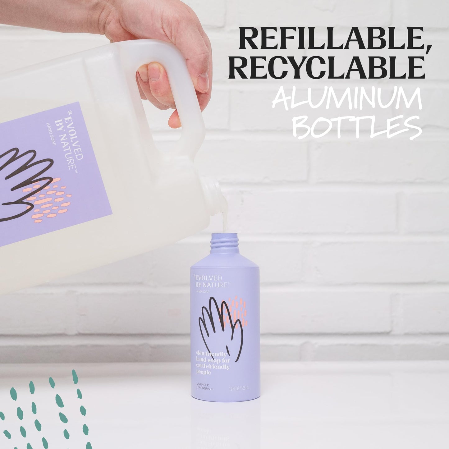 EVOLVED BY NATURE Liquid Hand Soap Refill, 128 Oz, Lavender Lemongrass, Biodegradable Formula