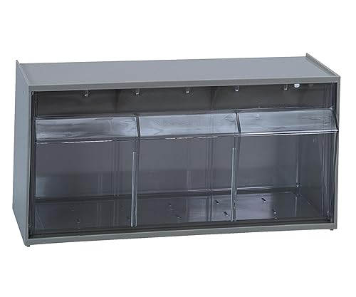 Quantum QTB410GY Dividable Tip Out Bin System| Stackable Clear Plastic Storage for Healthcare Construction Electronic | Customizable Transparent Bins…