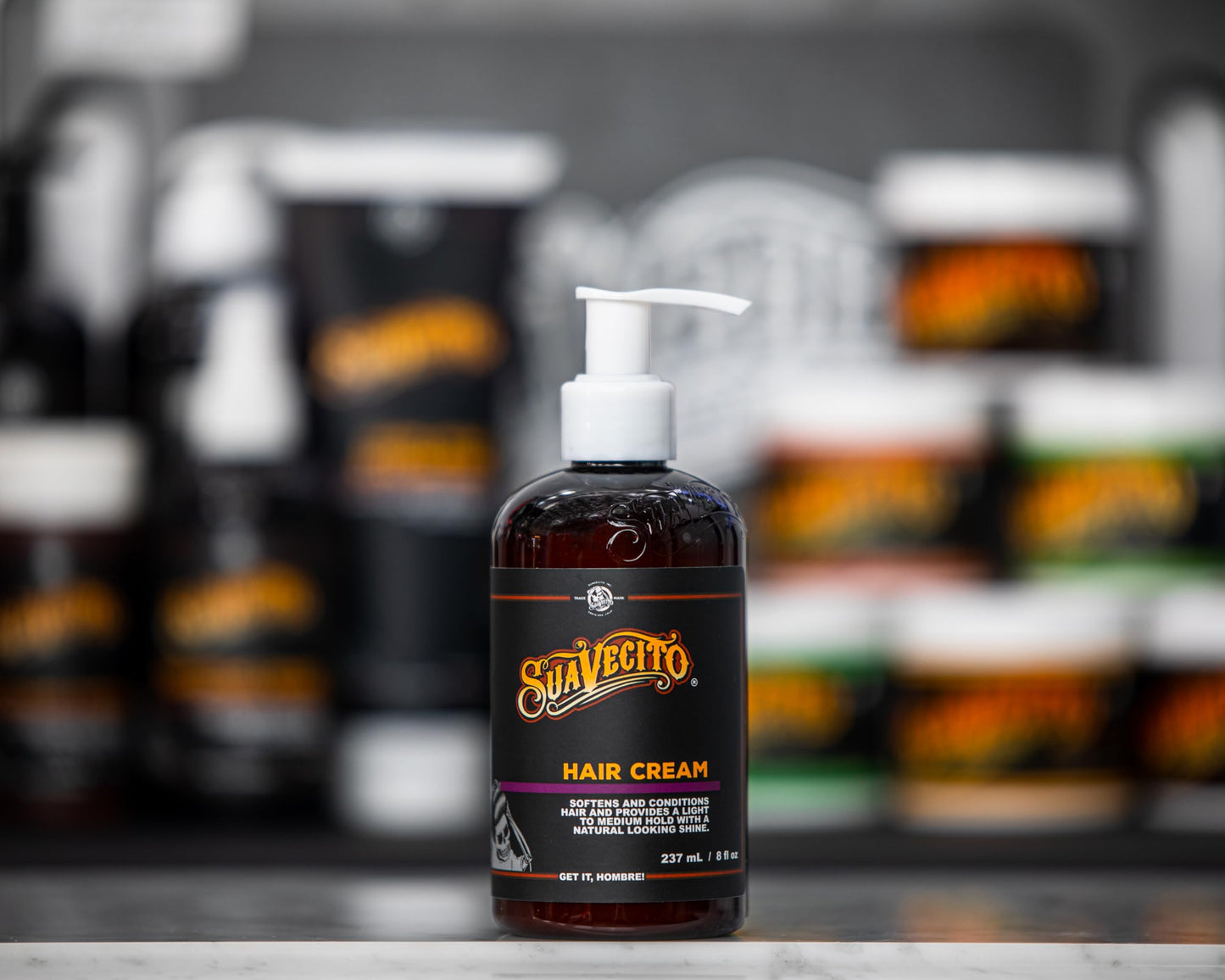 Suavecito Hair Cream Pump Bottle Medium Shine All Day Light Hold (8 oz)