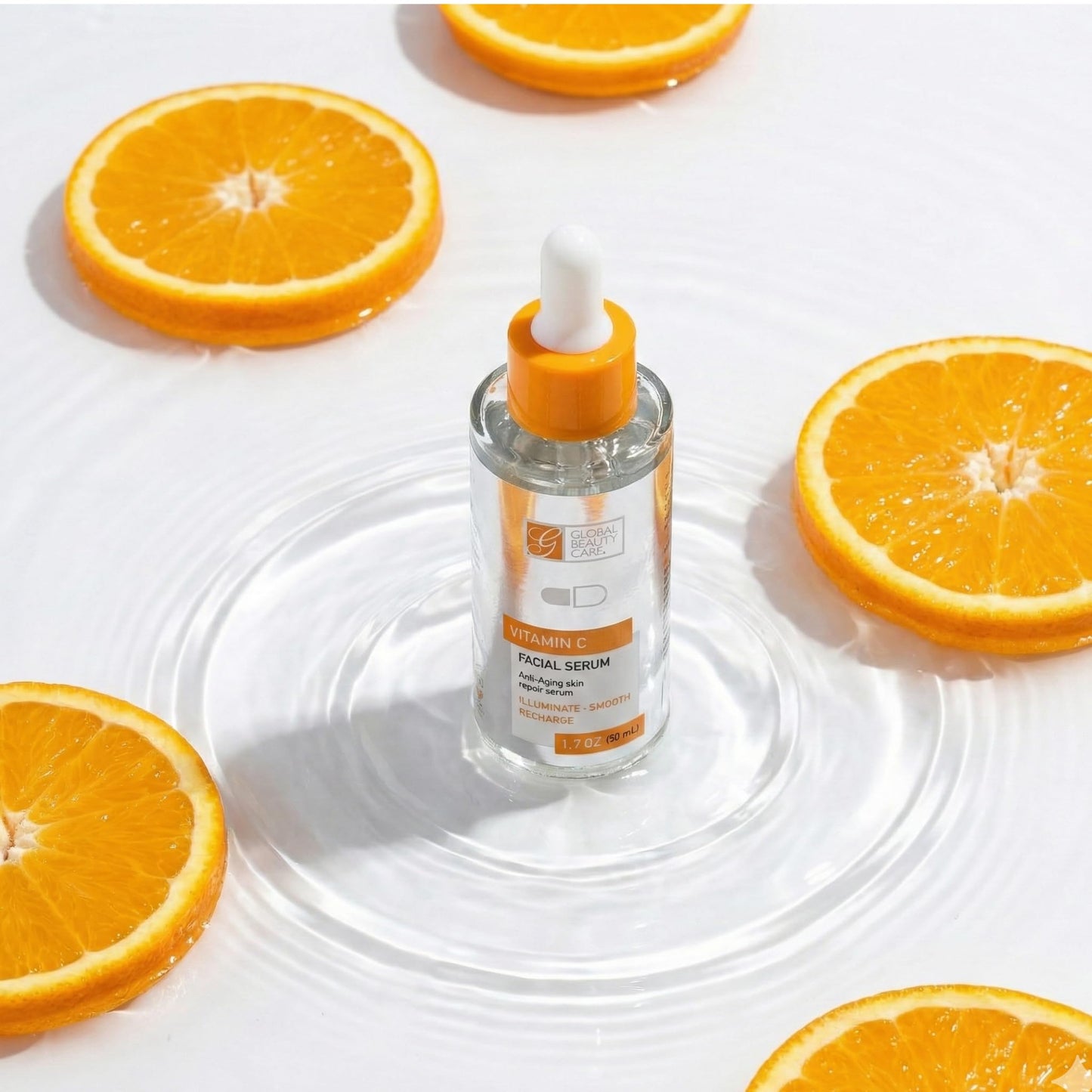 Global Beauty Care Vitamin C Facial Serum - Facial Treatment Serum with Hyaluronic Acid for Uneven Tone & Radiance Appearance Support, Fast Absorbing
