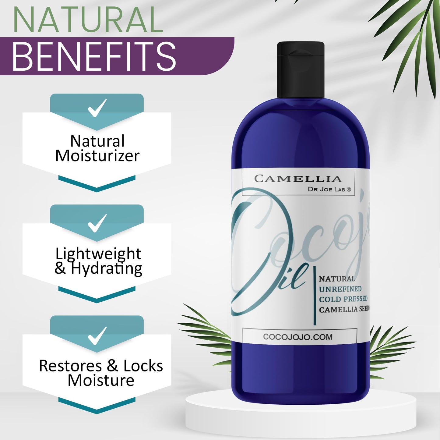 Dr Joe Lab Japanese Camellia Seed Oil - Pure, Cold Pressed, Non-GMO Carrier - 8 oz - for Skin, Hair, Nails, Body, Facial Hair - Hydrating Moisturizing