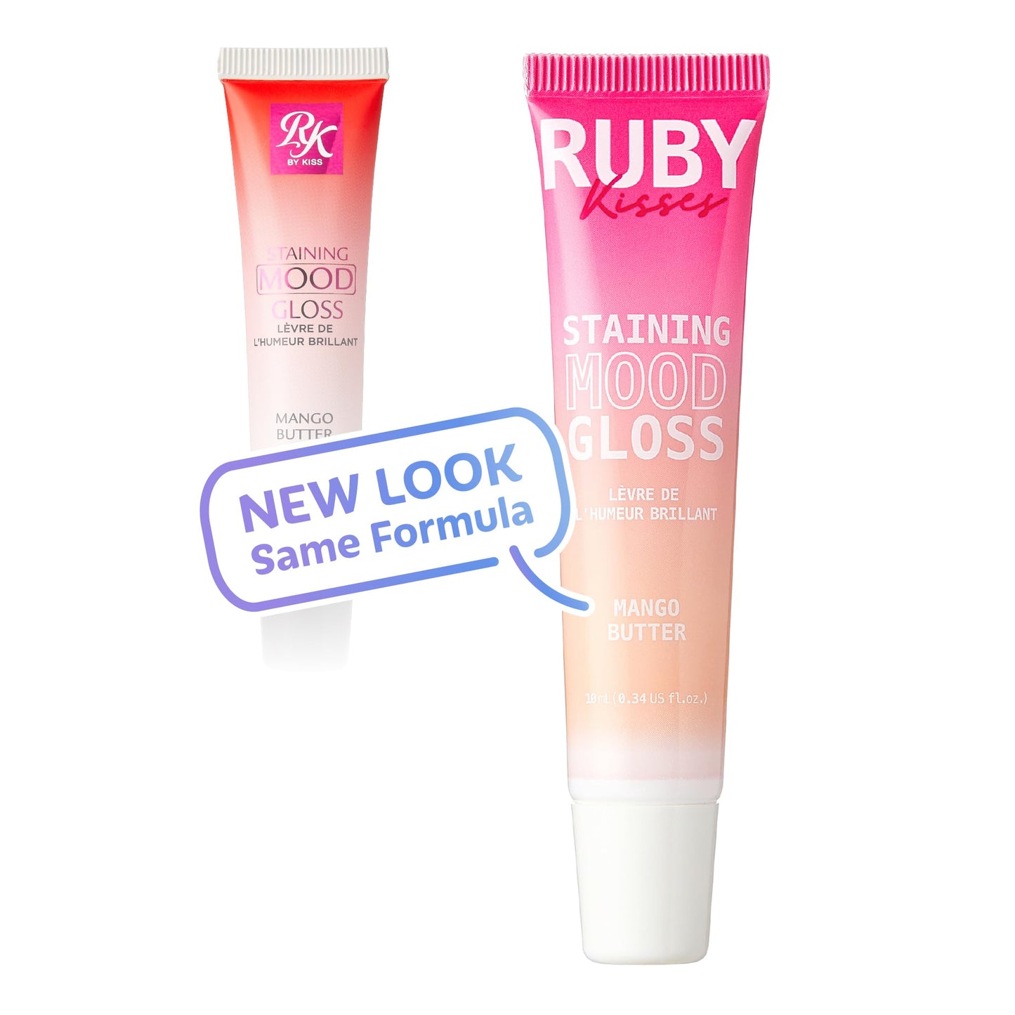 Ruby Kisses pH Lip Gloss, Pink Tinted Lip Balm Stain, Mood Color Changing Lipstick with Mango Butter for Long-Lasting Hydration