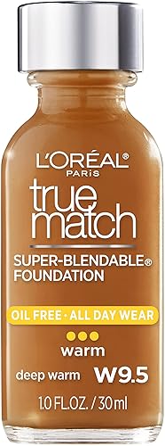 L’Oréal Paris Makeup True Match Super-Blendable Liquid Foundation, Deep Warm W9.5, 1 Fl Oz,1 Count