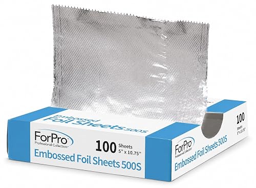 ForPro Professional Embossed Pop-Up Hair Foil Sheets for Salon Hair Color & Highlights, Pre-Cut Aluminum Foils, Non-Slip Embossed Texture, 5" W x