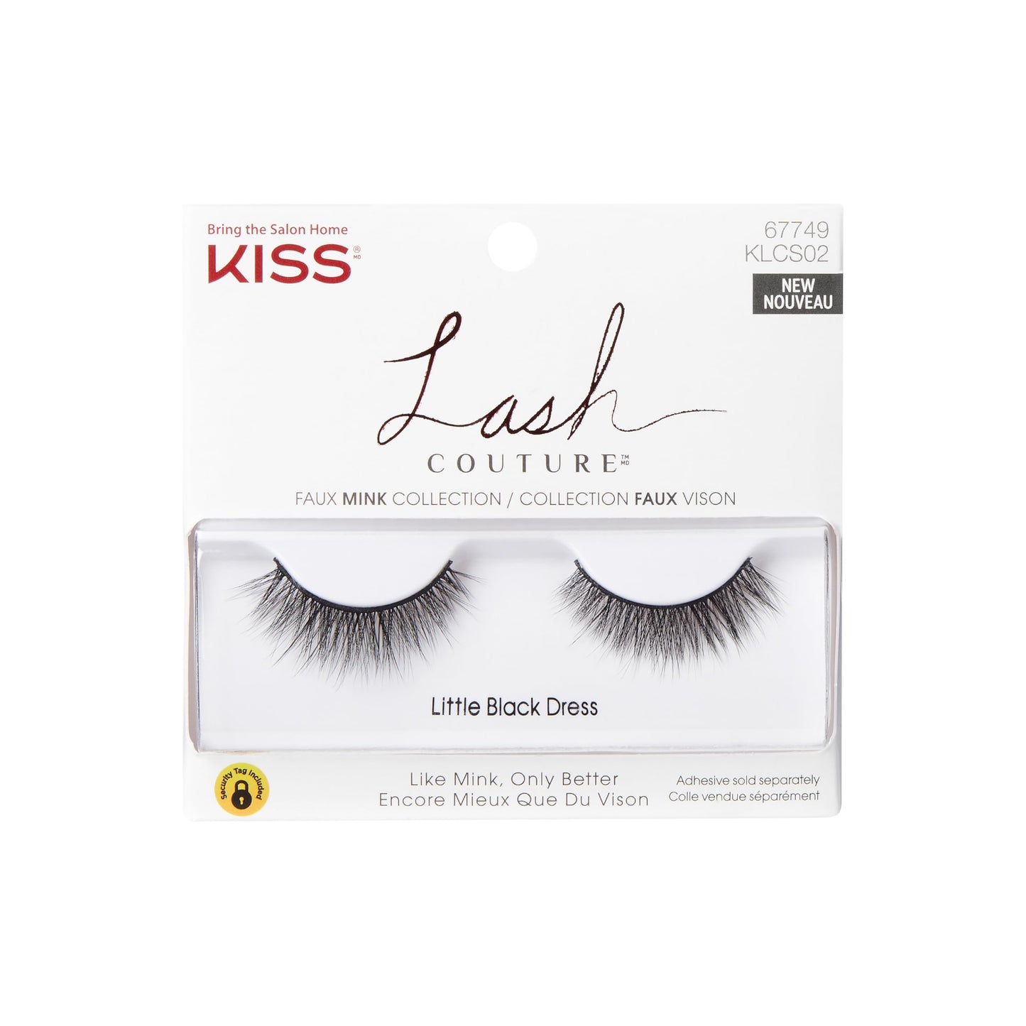 KISS Lash Couture Faux Mink Collection False Eyelashes, ‘Little Black Dress’, 10mm, Easy to Apply, Reusable, Vegan & Cruelty free, No Damage