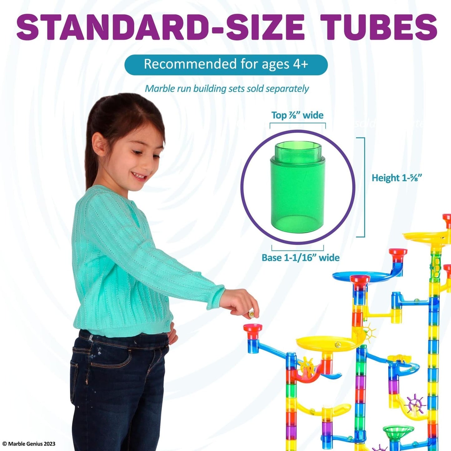 Marble Genius Tubes 30pcs – Marble Run Accessory Set, STEM Building & Educational Construction Add-On Kit for Kids Ages 4+