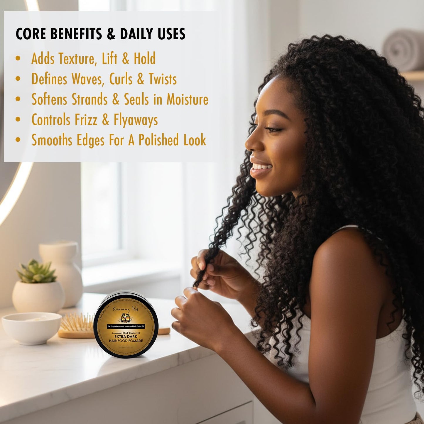 Sunny Isle Extra Dark Jamaican Black Castor Oil Hair Food Pomade - Moisturizes, Fights Dandruff, Frizz Control - 4 oz
