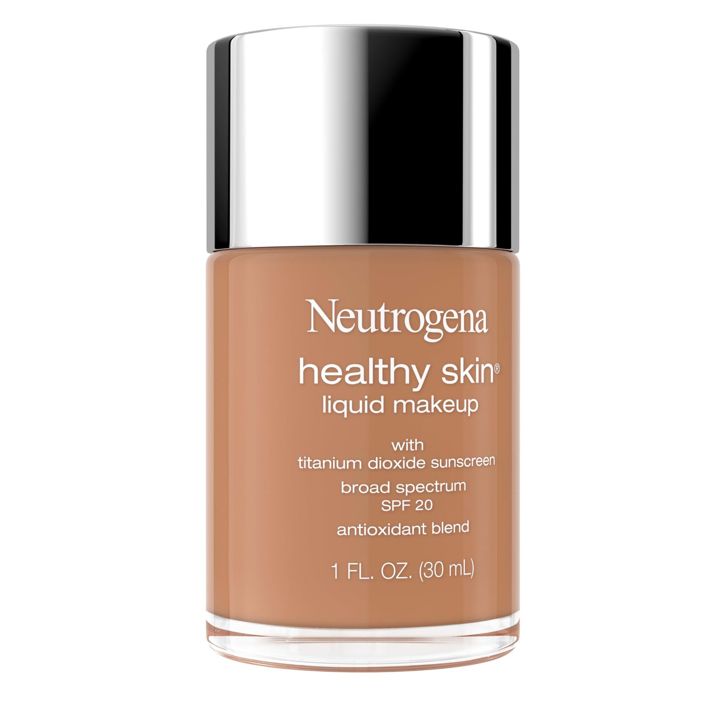 Neutrogena Healthy Skin Liquid Foundation Makeup Broad Spectrum SPF 20 Sunscreen, Medium Coverage, Vit B5, Antioxidants, All Day Wear, Bronze 430N, 1