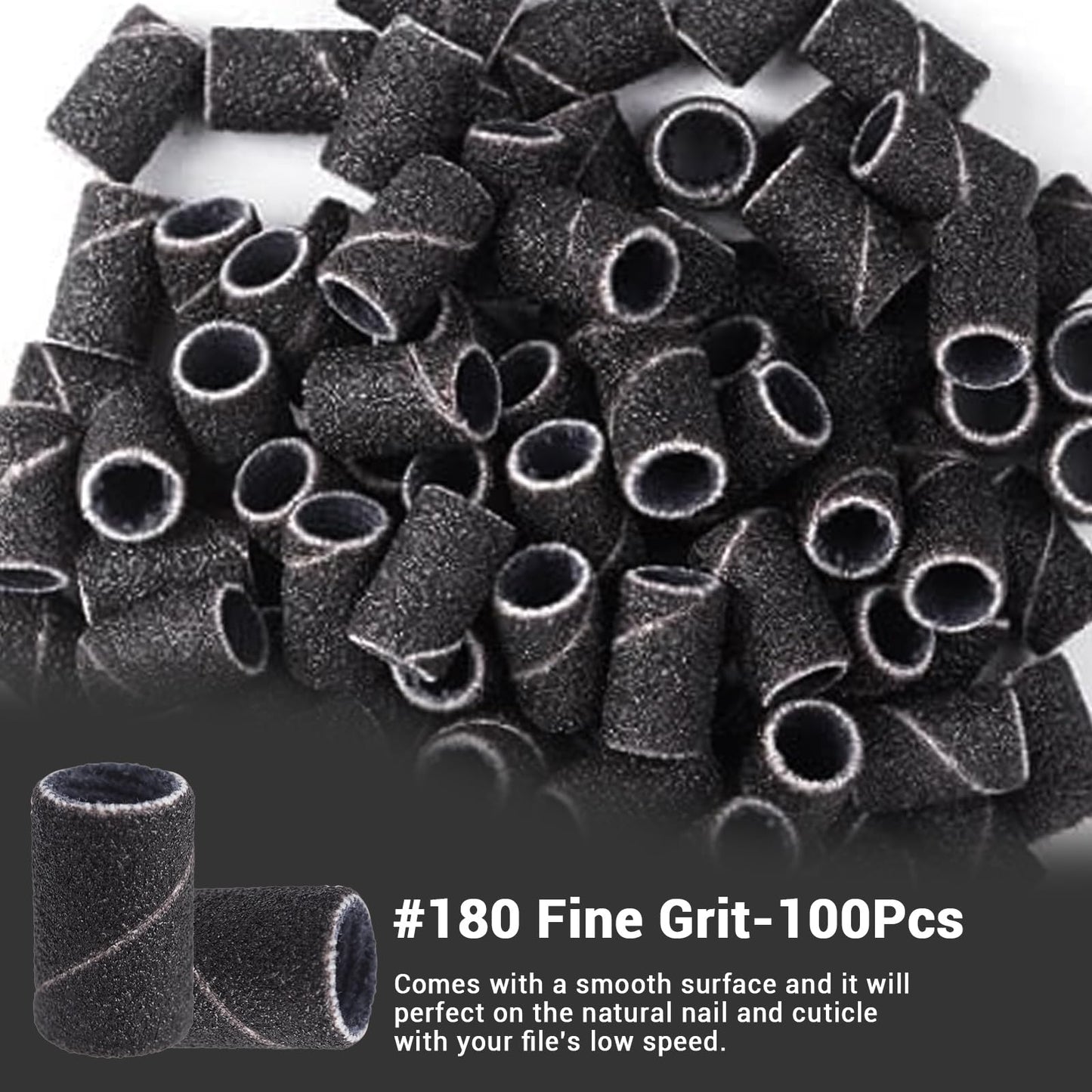 MelodySusie 100 Pcs Nail Drill Bits Sanding Bands for Nail Drill 100 Medium Grit Nail File Sanding Bands for Acrylic Nails Gel Manicures and Pedicure Beauty and Personal Care MelodySusie