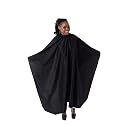 Capes By Sheena Black Nylon Hairdresser Barber Cape W/ 10 Snap Closure, X Large 66” L x 53.5” Stylist Supplies for Hair-Cutting