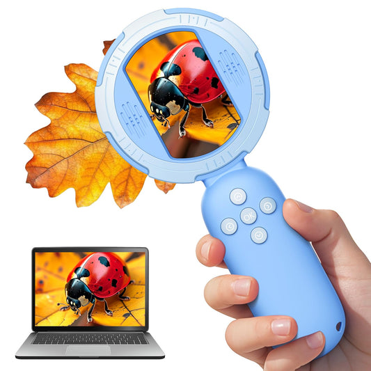 Hayve Kids Microscope – Mini Handheld Pocket Microscope with 2" IPS Screen & 8 LEDs, PC View, Educational Gift for Ages 3–8