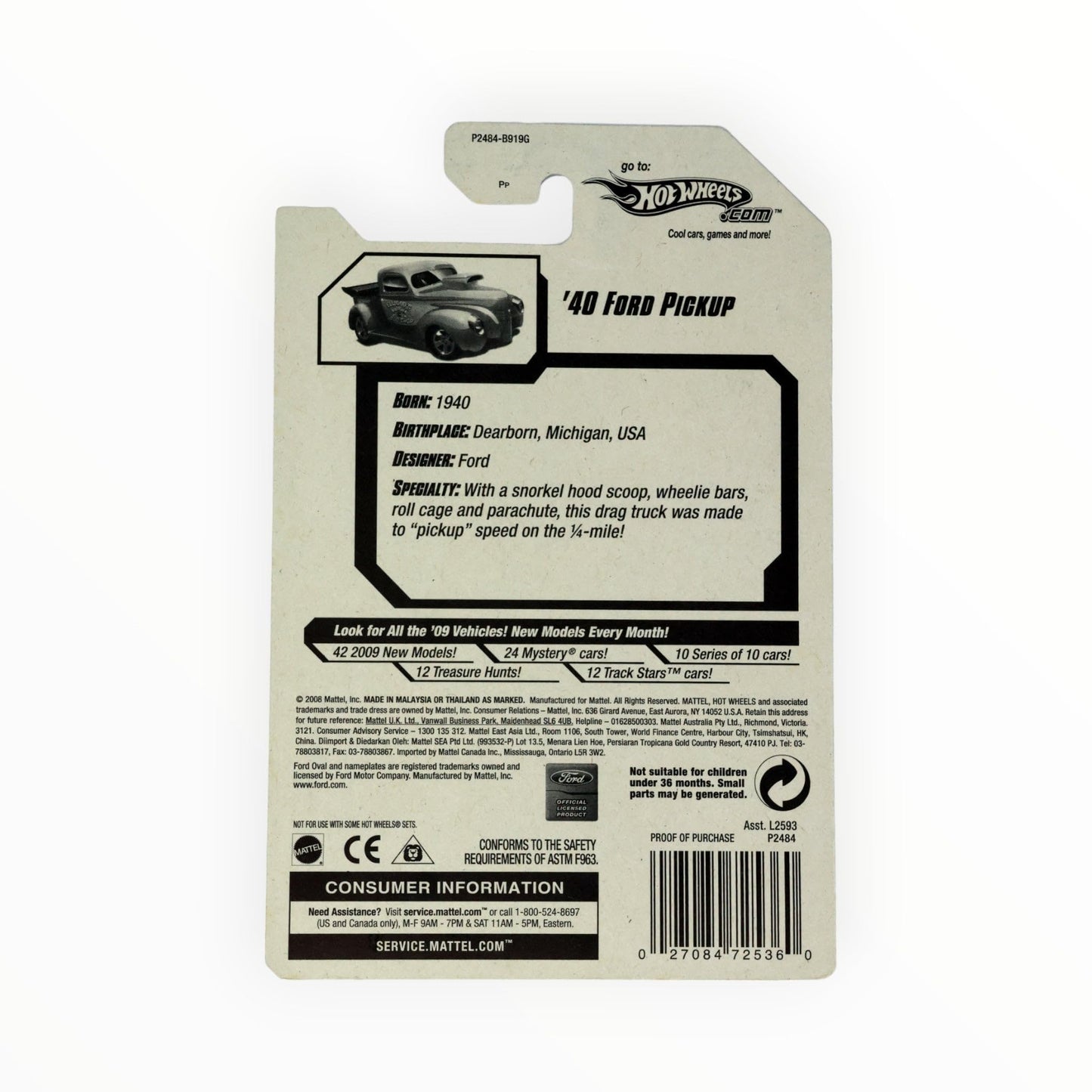 Hot Wheels 2009 Modified Rides, Gold '40 Ford Pickup 164/190 ()