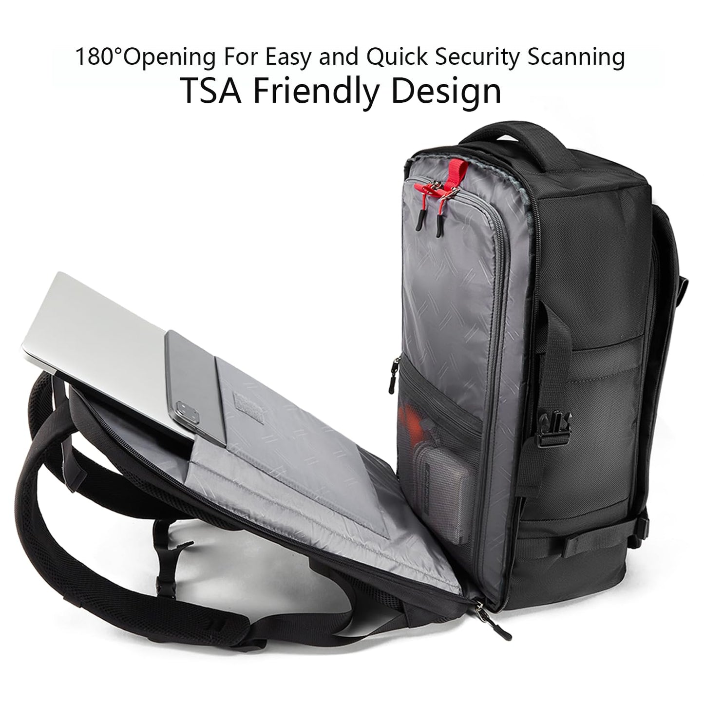 GHERSON Travel Backpack For Air Travel,Durable Large 40L TSA Flight Approved Carry-on Luggage Hand,Water Resistant Business Rucksack,Weekender Bag Daypack,Fits 17.3 Inch Laptop