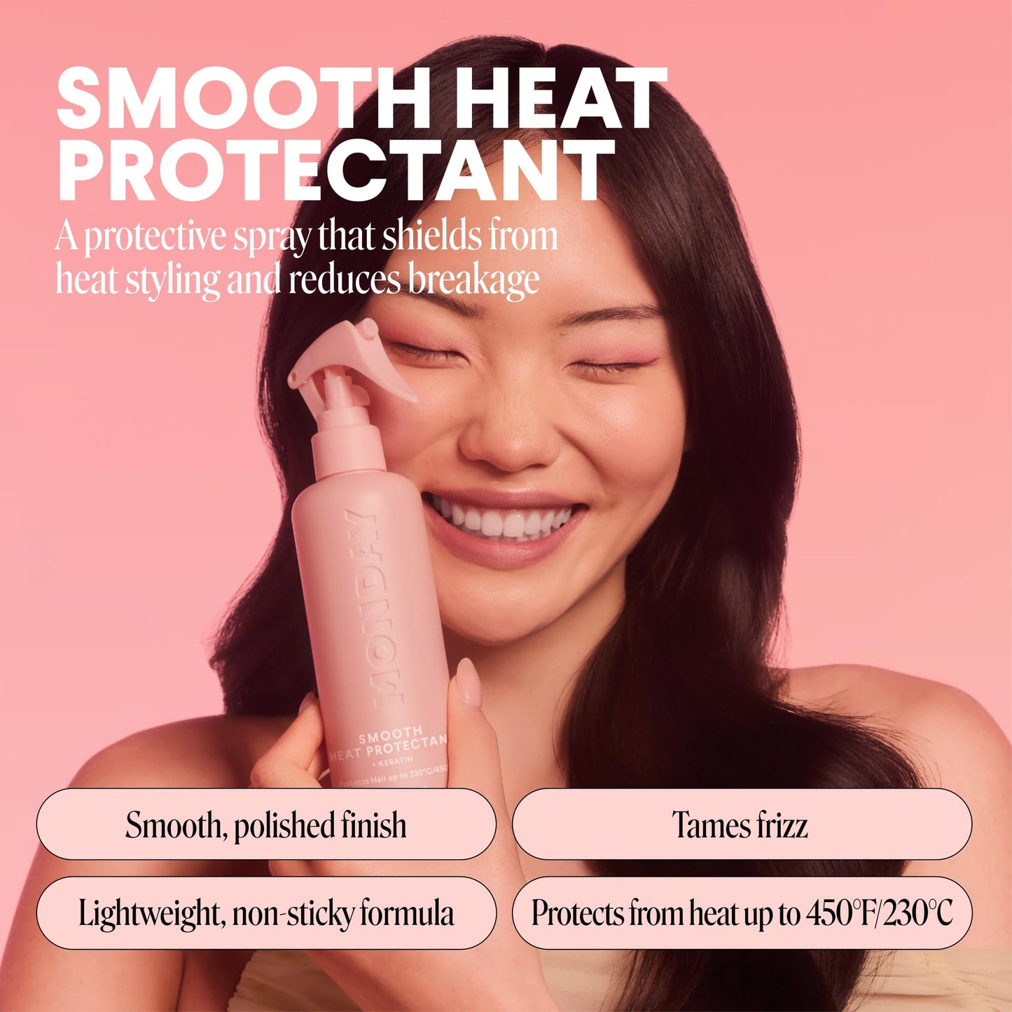 MONDAY HAIRCARE SMOOTH Heat Protectant with Keratin - 6 oz for a Smooth, Polished Finish(Pack of 2) Beauty & Personal Care MONDAY HAIRCARE