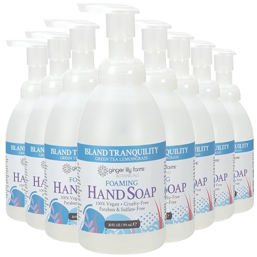 Ginger Lily Farms Botanicals All-Purpose Foaming Hand Soap Refill, Island Tranquility, 100% Vegan & Cruelty-Free, Green Tea Lemongrass Scent, 20 Fl Oz