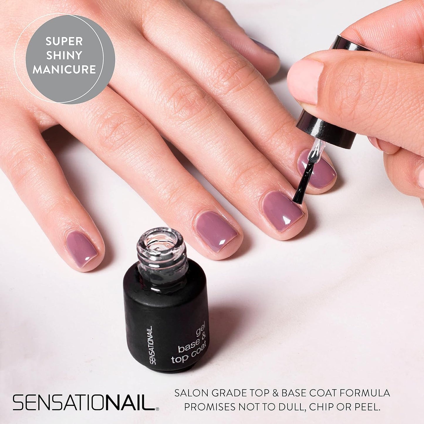 Sensationail Gel/UV Base and Top Coat Nail Polish Kit, Starter Set Refill, Long-Lasting Salon Grade Manicure, Beginner Nail Essentials, Lasts Up To 2