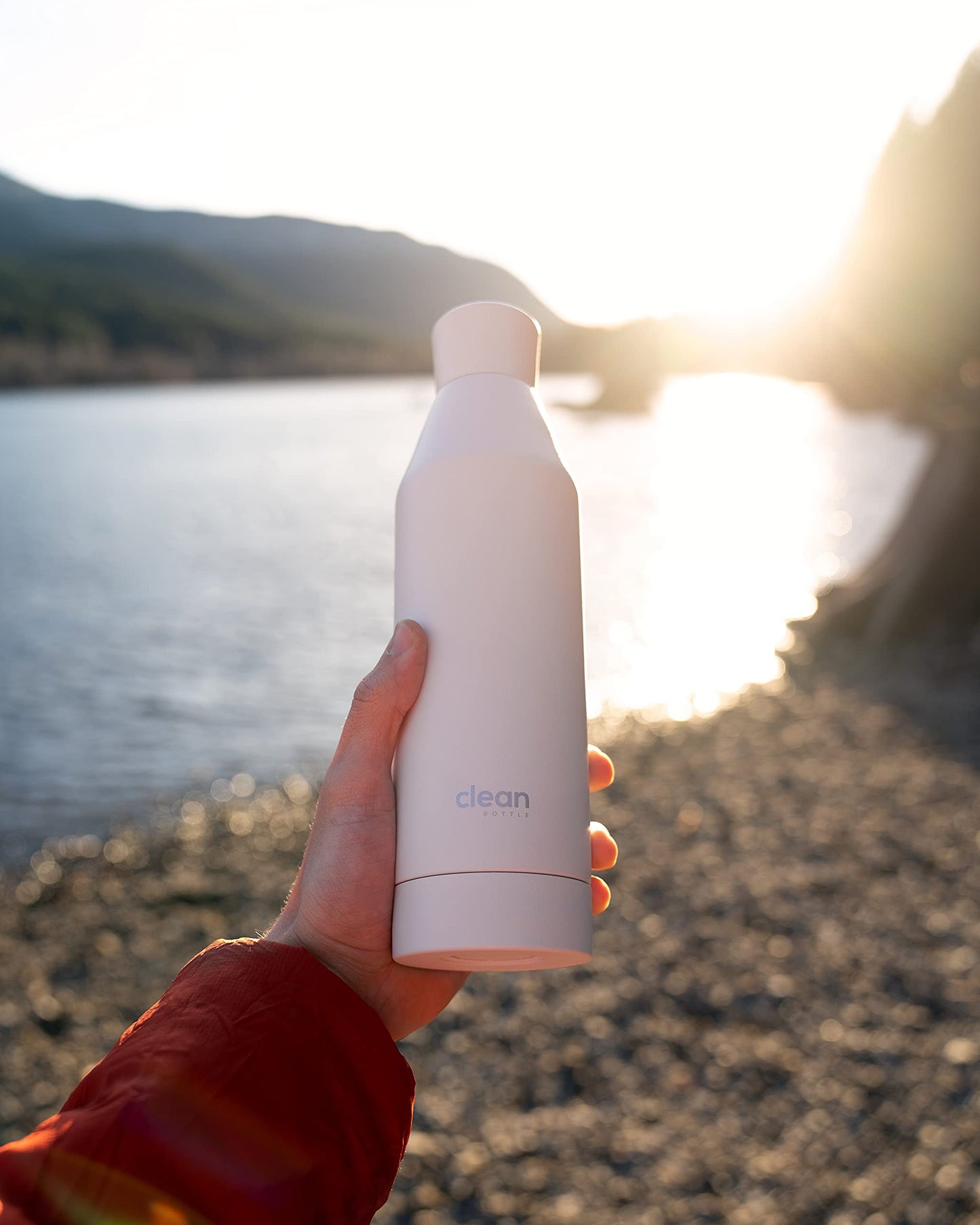 The Clean Hydration Co, Canteen 17, Easy to Clean Vacuum Insulated Stainless Steel Water Bottle with Removable Bottom Cap (White)