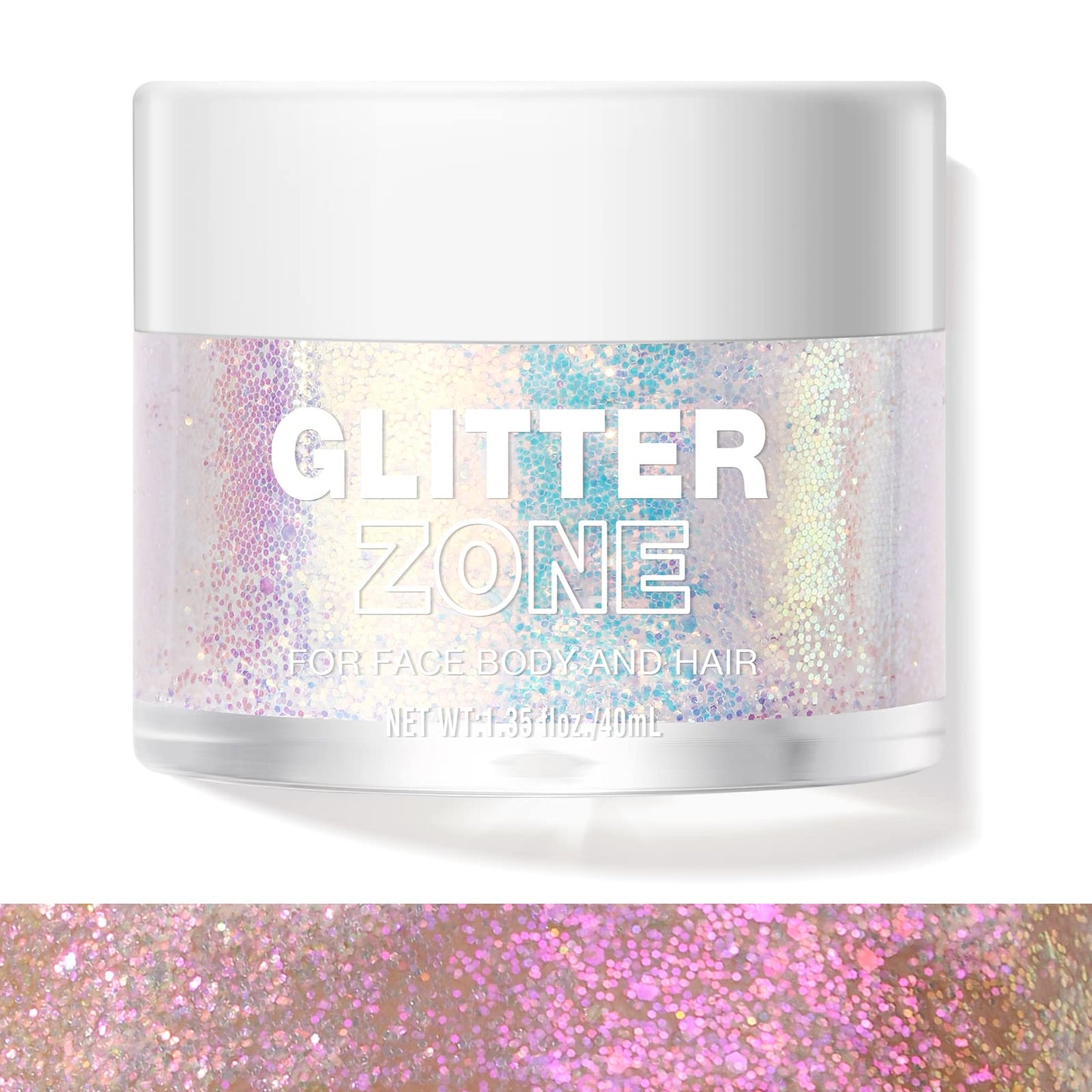 LANGMANNI Holographic Body Glitter Gel for Body, Face, Hair and Lip.Color Changing Glitter Gel Under Light. Vegan & Cruelty Free-1.35 oz (2# Sparkling