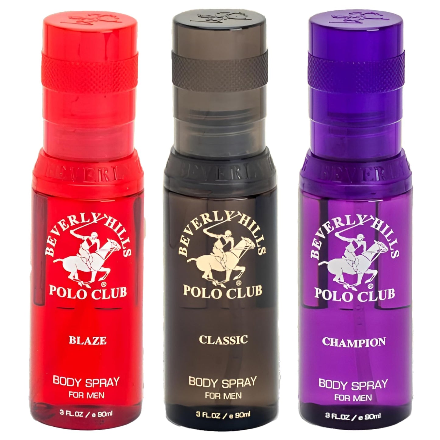 Beverly Hills Polo Club Men's Luxury Body Spray Gift Set - 3 x 3oz Designer Cologne Scents for Dynamic Freshness, Confidence & Active Lifestyles |