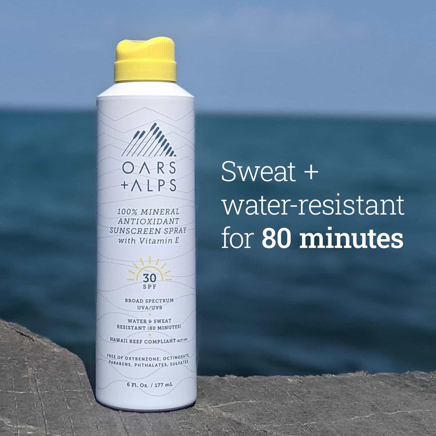 Oars + Alps Sunscreen Spray for Face & Body, SPF 30 Spray Sunscreen Infused with Vitamin E & Antioxidants, No White Residue, Water & Sweat Resistant
