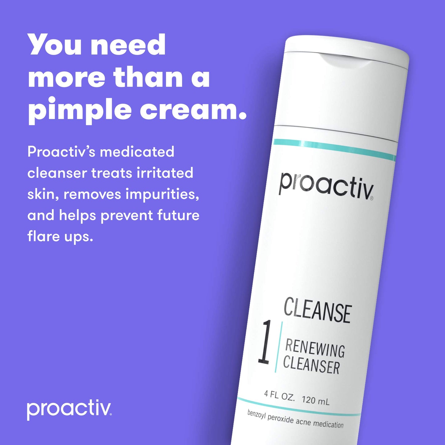 Proactiv Acne Cleanser - Benzoyl Peroxide Face Wash and Acne Treatment - Daily Facial Cleanser and Hyularonic Acid Moisturizer with Exfoliating Beads