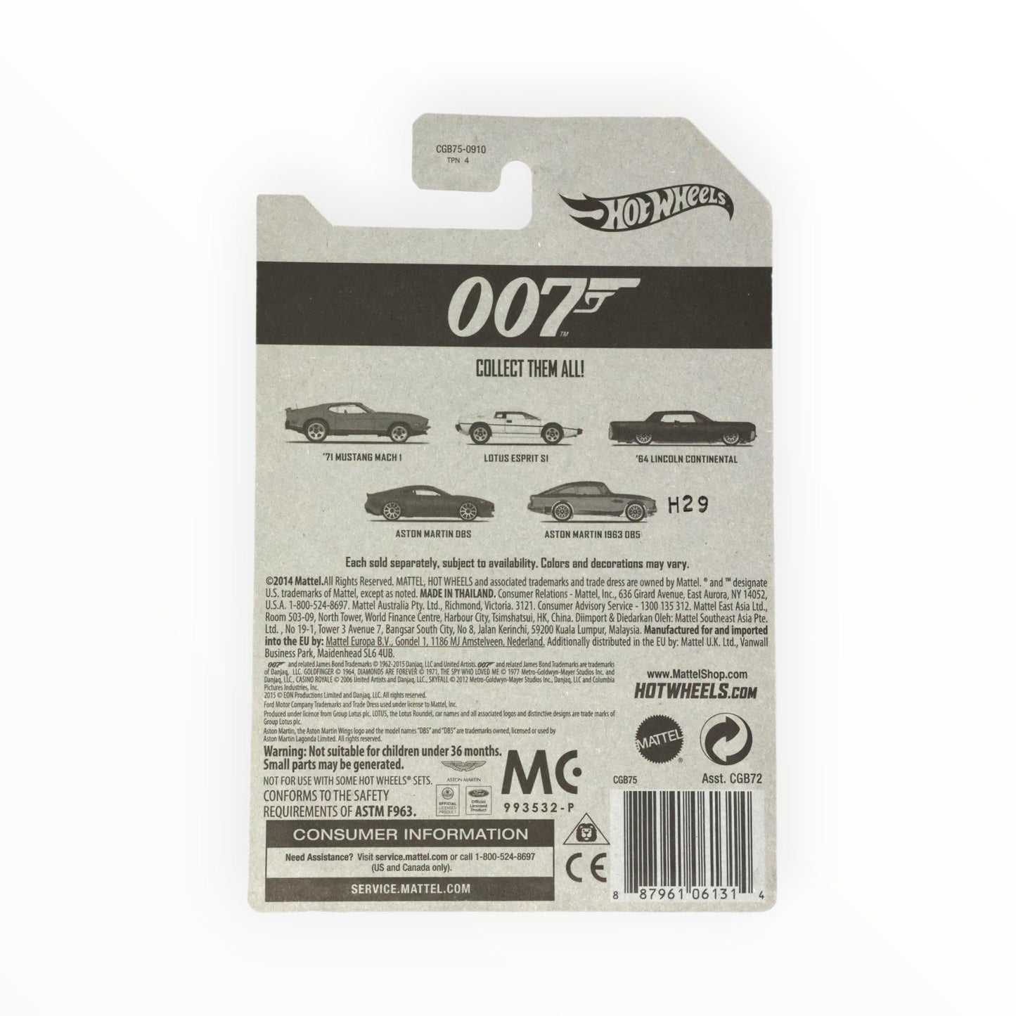 Hot Wheels, 2015 James Bond 007, Goldfinger '64 Lincoln Continental Black 3/5