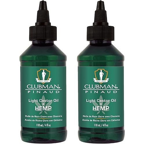 Clubman Pinaud Light Castor Oil + Hemp, Boosts thickness, Quench Dryness, Promotes Stronger and Shinier Hair, 4 fl oz
