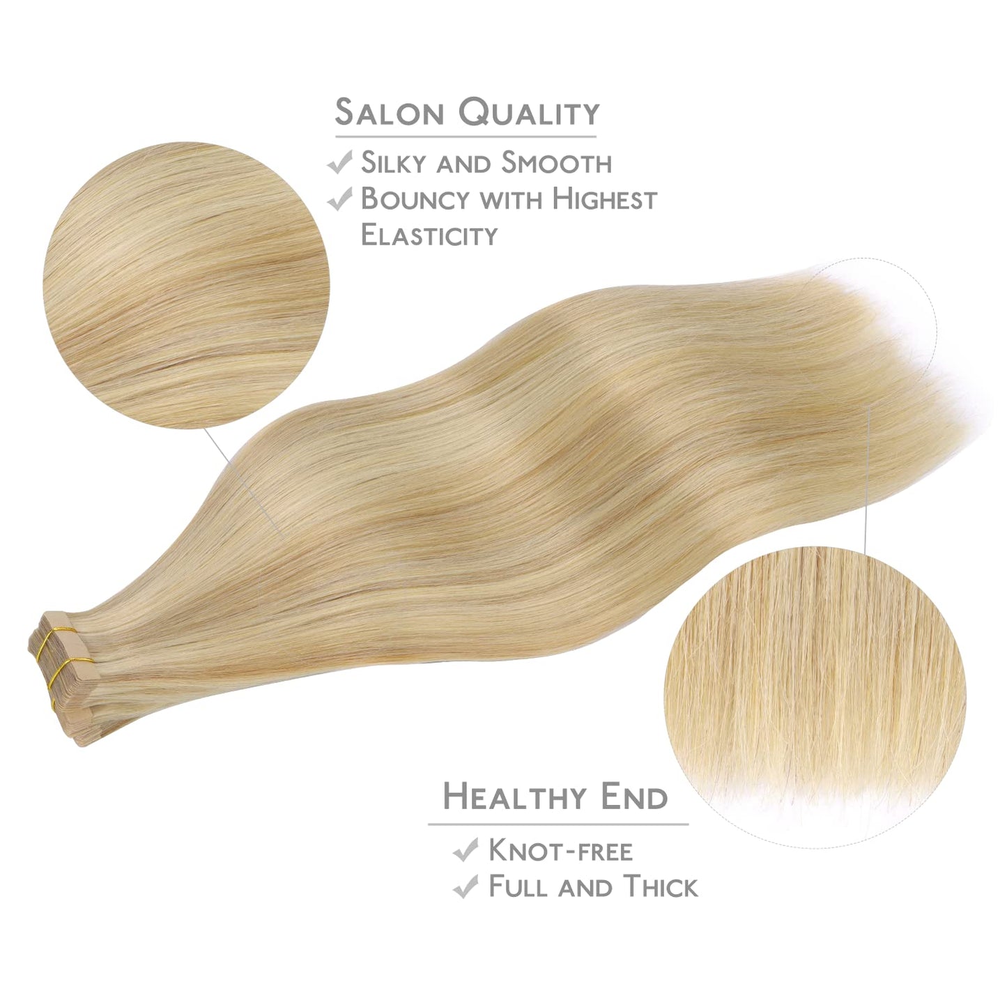 WENNALIFE Tape in Hair Extensions Human Hair, 20pcs 50g 16 inch Light Blonde Highlighted Golden Blonde Remy Hair Extensions Straight Human Hair Tape Beauty and Personal Care Wennalife