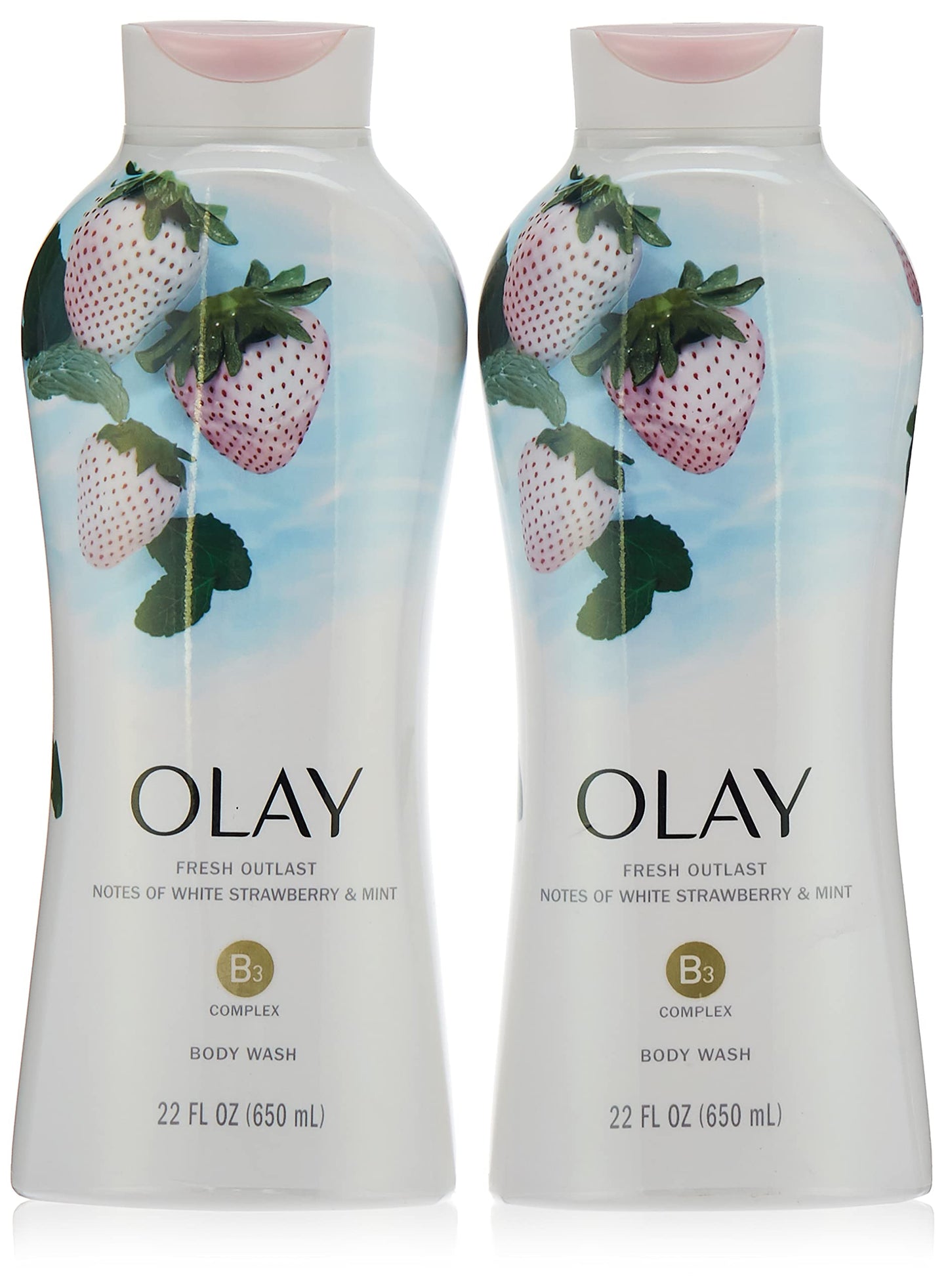 Olay Body Wash Fresh Cooling Strawberry & Mint 22 Ounce (650ml) (2 Pack)
