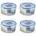 Lock & Lock Round Water Tight Food Container Snack Box, Set of 4, Clear