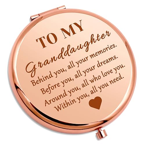 Granddaughter Gifts for Girls Inspirational Compact Mirror Granddaughter Gifts from Grandma Grandpa Compact Makeup Mirror Encouragement Presents