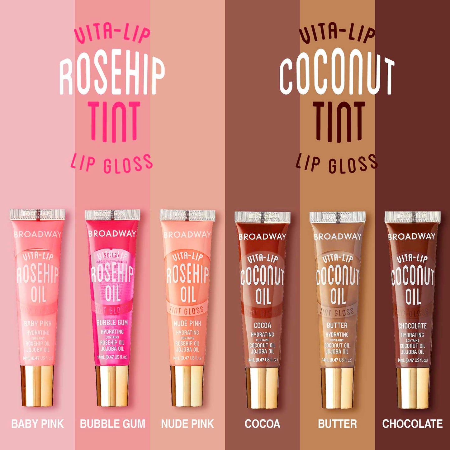 Ruby Kisses Broadway Vita-Lip Tinted & Clear Lip Gloss Set (11 Pack) Ultra-Hydrating & Soothing Formula with Vitamins, High-Shine Non-Sticky Lip Balm