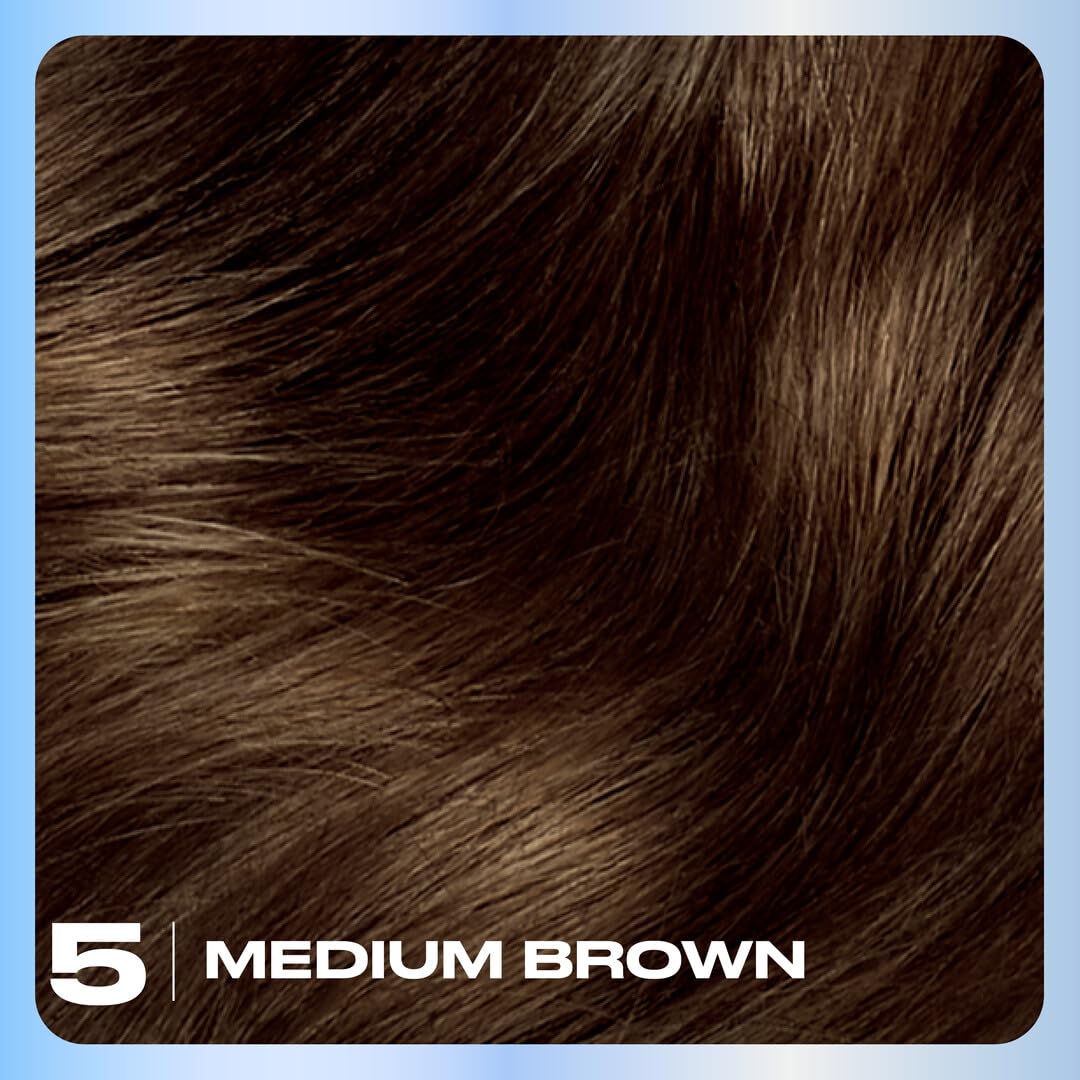 Clairol Nice'n Easy Permanent Hair Dye, 5 Medium Brown | 100% Gray Coverage | Long?Lasting, Natural?Looking Color & Shine | Pack of 1