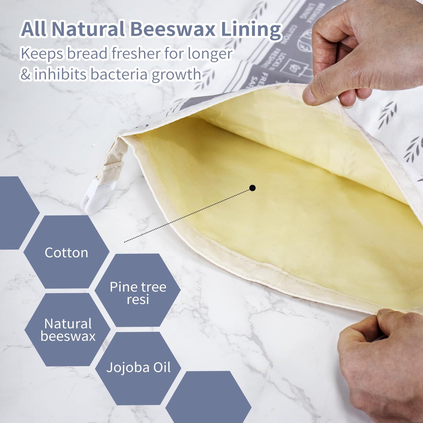 2 Pack Reusable Beeswax Bread Bags for Sourdough & Homemade Bread, Cotton Waxed Bags Keeps Fresh Longer XL Food Storage Bags with Beeswax Lining…