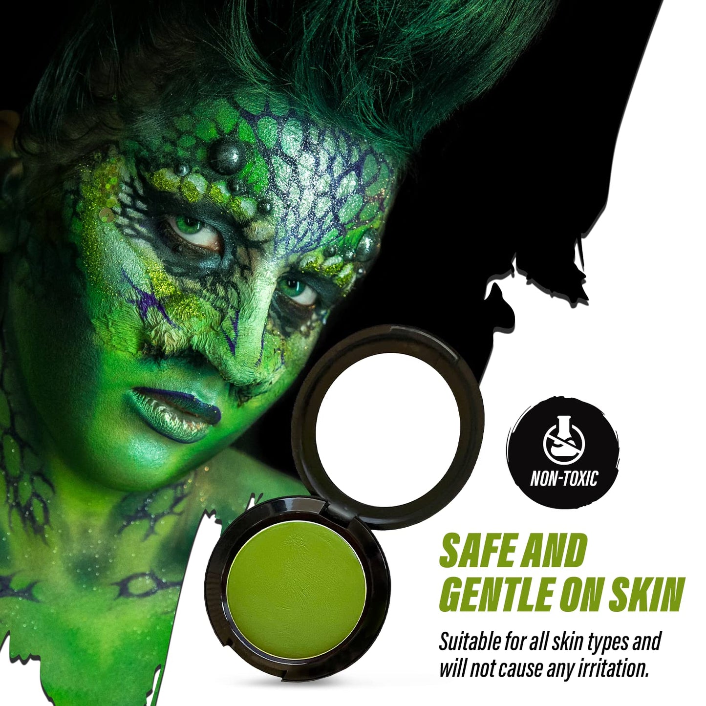 MANIC PANIC Poison Ivy Green Face & Body Paint for Halloween Costumes - Cream Halloween Makeup for Costumes & Cosplay - Smooth, Blendable & Full