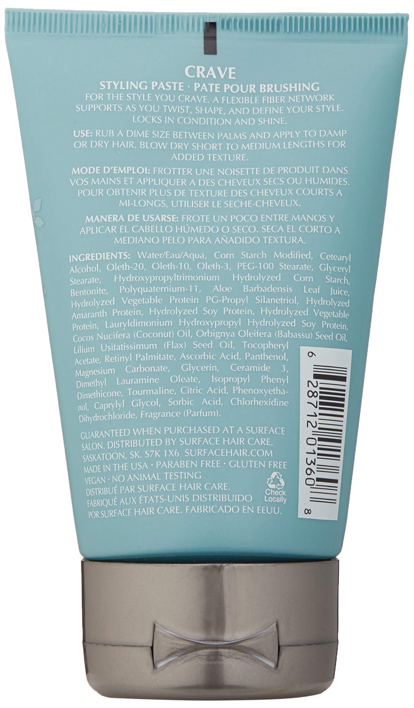 SURFACE Hair Crave Styling Paste, Vegan and Paraben-Free Texture and Definition, Matte-Finish, 4 Fl Oz