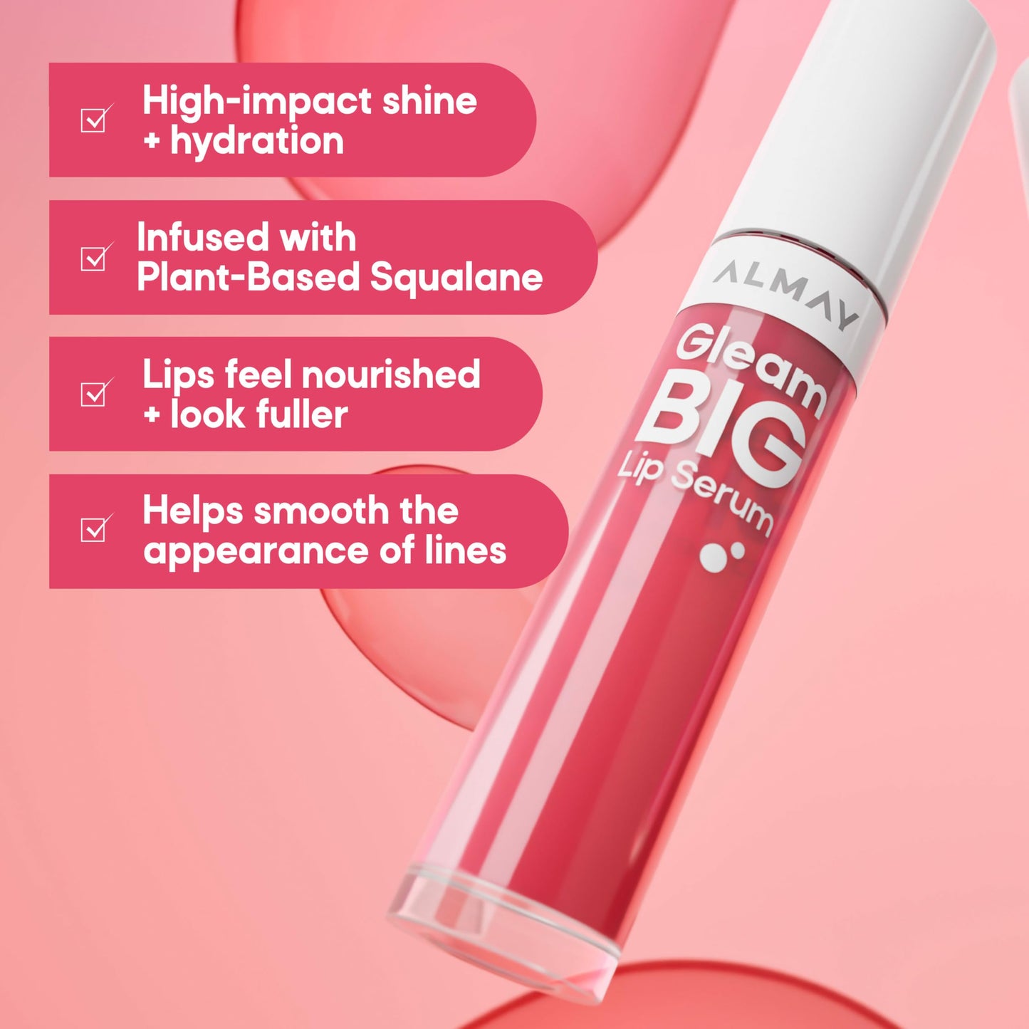 Almay Gleam Big™ Lip Serum, Hydrating and Moisturizing, Hypoallergenic Lip Gloss, Non-Sticky, 700 La Vida Mocha, 0.13 fl oz